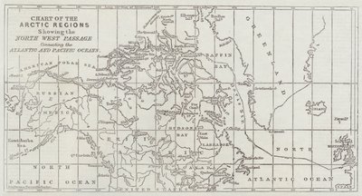 Karte der Arktis, die die Nordwestpassage zeigt, die den Atlantik und den Pazifik verbindet von John Dower